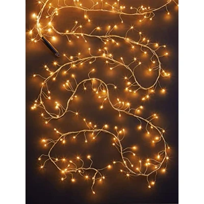 Image de Hellum 530438 Guirlande lumineuse d&#039;extérieur avec 420 LED blanches chaudes éclairées minuteur et transformateur pour jardin, balcon, terrasse, fête, mariage, Noël 3,1 m