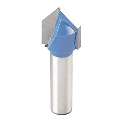 Image de kwb Fraise à rainurer en V Ø 14 mm, mises rapportées métal dur, avec queue de serrage précise et géométrie coupe optimisée pour un fraisage exact