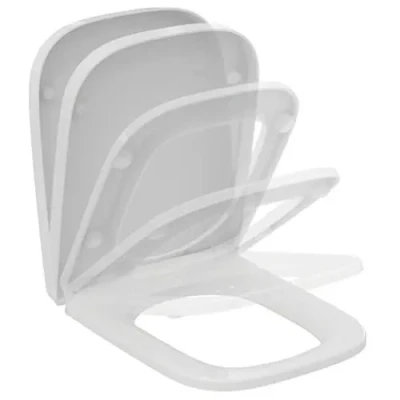 Image de Ideal Standard i.life A Abattant WC, Design enveloppant, Angulaire, Fermeture douce et option de libération rapide pour faciliter le nettoyage, en Duroplast, Blanc Brillant