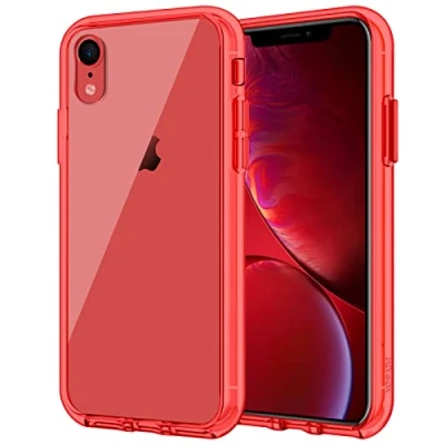 Image de JETech Coque pour iPhone XR, Anti Jaunissement Housse Étui 6,1 Pouces, Transparente Chocs et Rayures (Rouge)