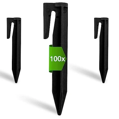 Image de ECENCE Piquets de Fixation pour câbles périphériques Tondeuse Robot, Set 100 Sardines Fixation, Accessoires Tondeuses à Gazon Compatible avec Husqvarna Gardena Worx Bosch