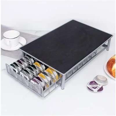 Image de Tiroir à Capsule de Café, Porte Dosette Café avec Pieds en Caoutchouc Antidérapants, Compatible Dolce Gusto ou Vertuo, Support Pouvant Contenir Empilables 28 * 42 9.5cm