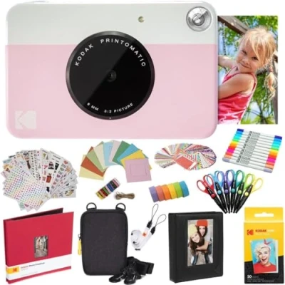 Image de KODAK Printomatic Appareil Photo instantané (Rose) Forfait Tout en Un Papier Zink (20 Feuilles) et Bien Plus Encore