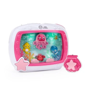 Image de Baby Einstein Sea Dreams Soother, Veilleuse Bébé Musicale et Lumineuse avec Bruit Blanc Aquarium Enfant Apaisante, 25+ Minutes Lumières Douces, Sons Océan, Télécommande, 0+ Mois, Rose