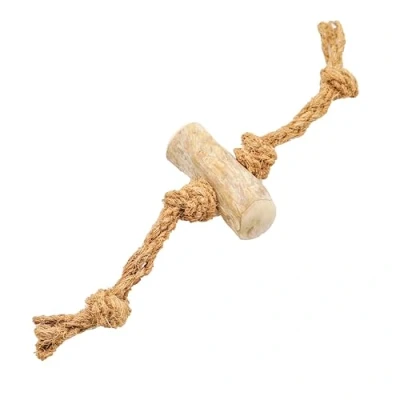 Image de mascota casa coco &amp; Coffee Jouet durable pour chien en bois de café et corde à mâcher Matériaux 100 % naturels Nettoie les dents (Coco Coffee, large)