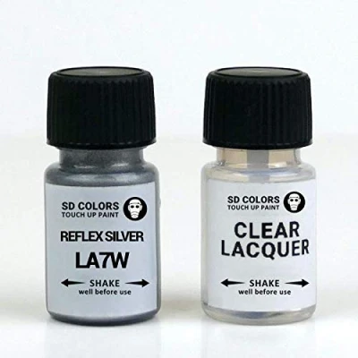 Image de SD COLORS Peinture de retouche Reflex Silver LA7W A7W 8E 15 ML Pour réparer les rayures Code couleur Argenté réfléchissant (peinture + laque)