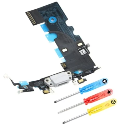 Image de MMOBIEL Compatible iPhone 8 Series Charging Connector Port de Charge Dock Flex Cable Audio Jack/Microphone/Antenna Replacement Tournevis Inclus Blanc