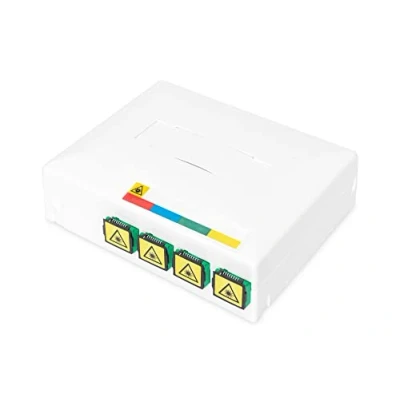 Image de DIGITUS DN 931094 Boîtier FTTH/FTTX 4X SC Simplex (SX) coupleur Montage Mural &amp; DIN Rail sur Cassette d&#039;épissure intégrée IP45 Protection Contre la poussière Blanc