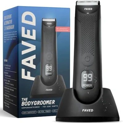 Image de The Bodygroomer tondeuse intime &amp; corps homme, résistant à la douche, 90 min d&#039;autonomie, lumière LED, station de charge, rasoir parties intimes par Groomed Rooster