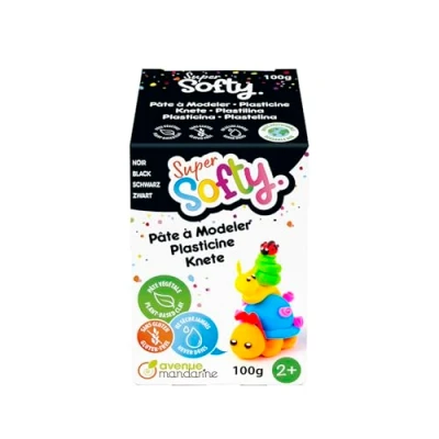 Image de AVENUE MANDARINE SO0880100100C Une Boite de 100 g PATE A MODELER SuperSofty À partir 2 ans NOIR