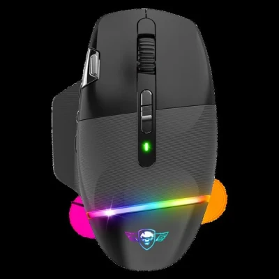Image de Spirit Of Gamer XPERT M800, Souris Sans Fil Rechargeable, 9 Boutons Programmables, Capteur Optique 10 000 DPI, 11 effets de Rétroéclairage RGB, Ergonomique avec Repose Pouce Pour PC