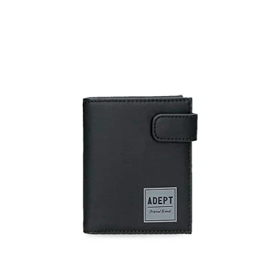 Image de Adept Mark Portefeuille vertical avec fermeture à clic Noir 8,5 x 10,5 1 cm Cuir synthétique, ,