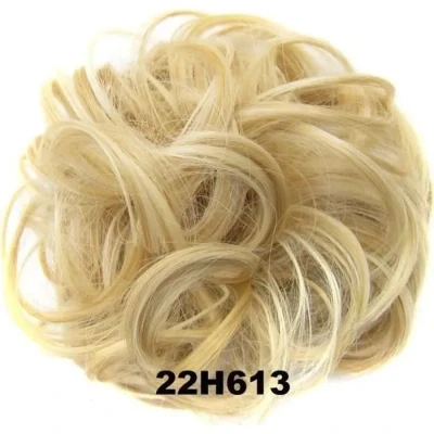 Image de Chouchou Scrunchy Ondulé, Chignons Volumineux Extensions Cheveux Pour Chignon,Queue de Cheval Postiche Blond P08836