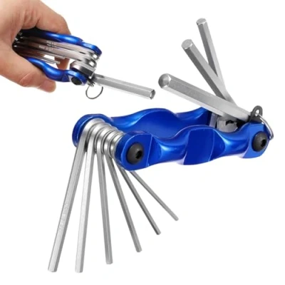 Image de Jeu de Clés Allen Pliantes 8 en 1, Hexagone Torx Métrique et Pouces, Douilles Hexagonales, Clé Hexagonale avec Mousqueton, pour Vélos, Motos, Véhicules, Meubles, 1,5 mm 6