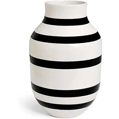 Image de Kähler Vase H31 cm Omaggio Originaldesign avec Bandes peintes à la Main, Noir