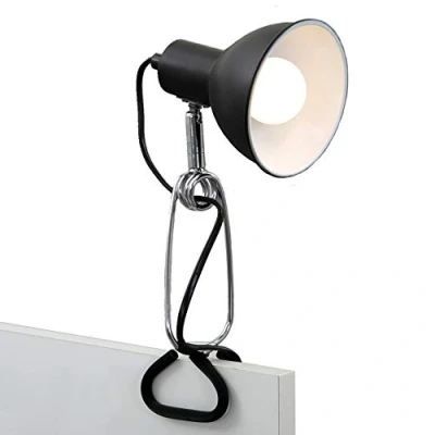 Image de BRILONER lampe à pince, de chambre, bureau, 1x E14, max. 8 Watt, incl. interrupteur câble, tête projecteur rotative et pivotante, métal noir chrome, 30,5x11x13cm