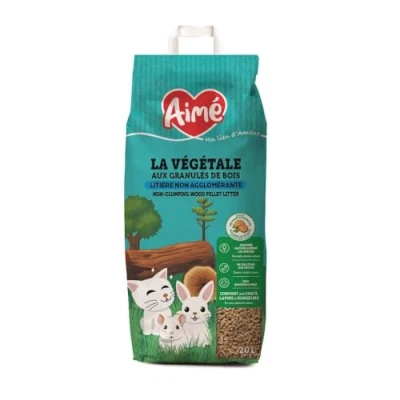 Image de Aimé Litière Petits Animaux et Chat PROP&#039;Nature 20L, Biodégradable, Super Absorbante Granulés de Bois Chat, Lapin, Cochon d&#039;Inde, Hamster, Souris, Cobaye, Jusqu&#039;à 12 Semaines d&#039;Utilisation