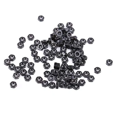 Image de Écrous Hexagonaux, 100pcs Din934 M2 M5 Filetage Métrique Fixation Hexagonal en Acier au Carbone Noir Hexagonaux pour les Appareils Ménagers et de Bureau, Équipements(M2)