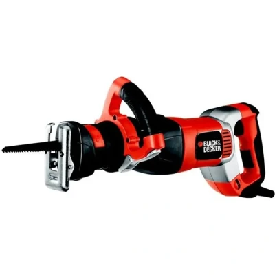 Image de BLACK+DECKER RS1050EK QS Scie sabre filaire, Vitesse variable 6 positions de 800 à 2400 crs/min 3 lames Livrée en coffret 1050W, Noir, Orange, 28 mm