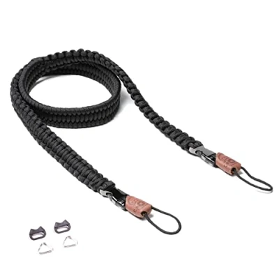 Image de C Rope Courroie The Traveler, 140cm de long, tressée à la main en paracorde Silent Black, boucle clips