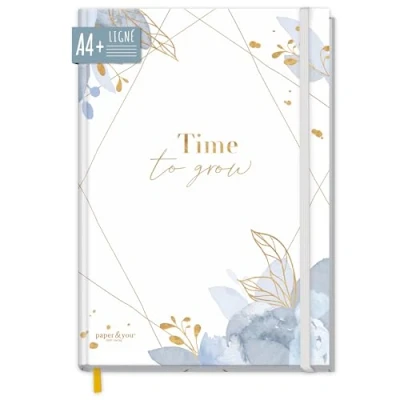 Image de paper&amp;you® carnet de notes liné A4+ avec élastique [Time to Grow] 156 pages, 78 feuilles ligné, bullet journal, croquis, journal intime durable &amp; climatiquement neutre