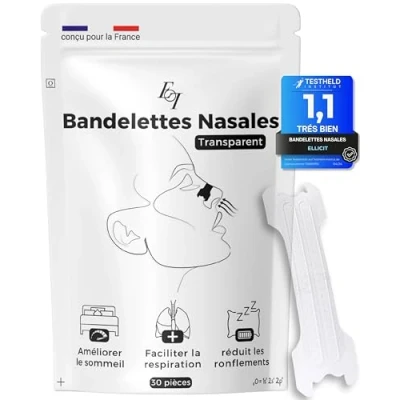 Image de Ellicit® Bandelette nasale Transparente, 30 bande premium, contre le ronflement, forte tenue pour une meilleure qualité de sommeil,meilleure respiration en cas nez bouché[taille universelle]