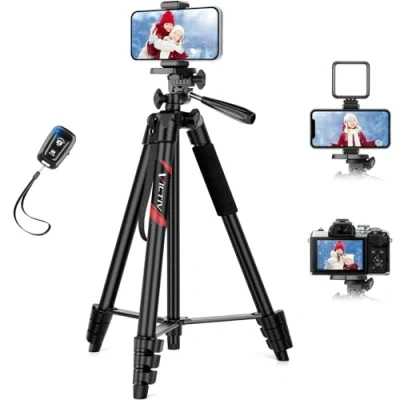 Image de Victiv 162cm Nouveau Trepied Smartphone, Trépied Téléphone en Aluminium pour iPhone, Samsung, Huawei, avec Télécommande &amp; Support, Portable Appareil Photo DSLR Caméra, Canon, Nikon, Sony