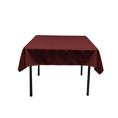 Image de La Nappe Carrée en Lin Polyester Popeline, Polyester, Bordeaux, 132 x 0.04 cm