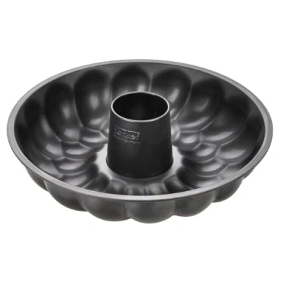 Image de Zenker 6529 moule à pain avec cheminée, couronne, gâteau, Acier, Noir, 32 x 9 cm