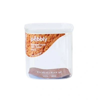 Image de Pebbly Boite de conservation carrée haute en verre/verre 800 ml