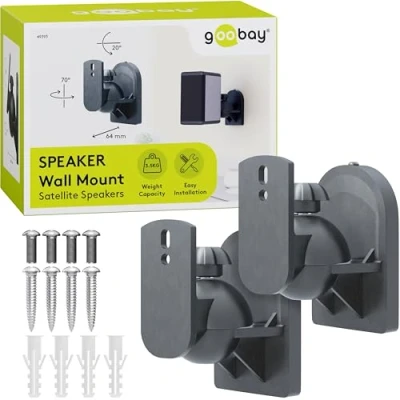 Image de goobay 49393 Support Mural pour Haut parleurs Universel, pivotant/Support Enceintes Home cinéma/inclinable jusqu&#039;à 3,5 kg/Sonos One, Bose, Echo Dot 4, Homepod Mini/Noir