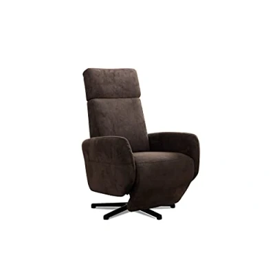 Image de CAVADORE Cobra Fauteuil Relax Inclinable Réglable en Continu Manuellement, Piètement Étoile, Charge Max 130 kg, 71 x 110 82 cm, Aspect Cuir, Marron Foncé
