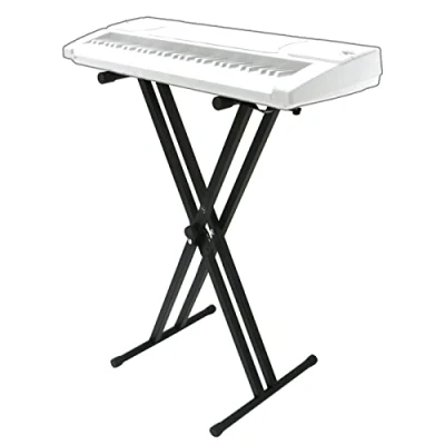Image de Outvita GLARRY Support Clavier, Double Embase Forme X, Piano Électrique Réglable 6 Positions en Métal, Noir