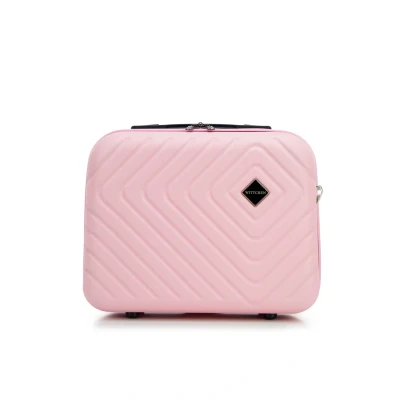 Image de WITTCHEN Cube Line Sac à cosmétiques Étui en ABS Simple Gaufrage Géométrique Poignée Ceinture détachable et réglable Taille XS Rose Clair