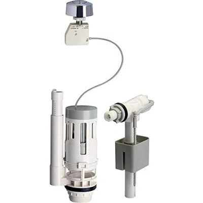 Image de Edouard Rousseau Ensemble Mécanisme de Chasse d’Eau Double Débit à Bouton Poussoir + Robinet Flotteur pour Réservoir WC (3L/6L) Anti Coup Bélier, Siphonage, Silencieux