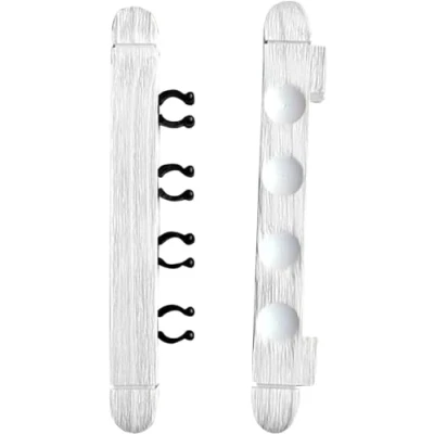 Image de HRTLSS 1 Ensemble Support de Queue Billard, Billard Mural en Bois, avec 4 Pinces à Queue, pour Accessoire Snooker (Blanc)