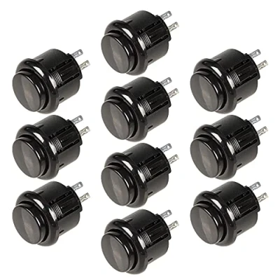Image de EG STARTS Lot de 10 micro interrupteurs intégrés rechange pour Sanwa OBSF 24 Bouton Arcade Joystick Mame Jamma Games Noir