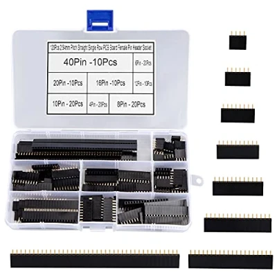 Image de Mâle et Femelle Header Broche Connecteur 2.54mm Socket Breakaway Droite Simple Carte PCB Bande pour Arduino Prototype Shield 120 Pièces