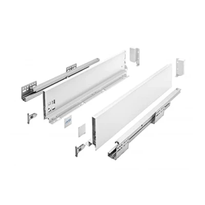 Image de GTV Système de Tiroirs Axis Pro, Ensemble Tiroirs, Extraction Totale, Amortissement Intégré, Charge 40 kg, Tiroir Coulissant avec Fermeture Douce Largeur 450 mm, Hauteur 120 Blanc