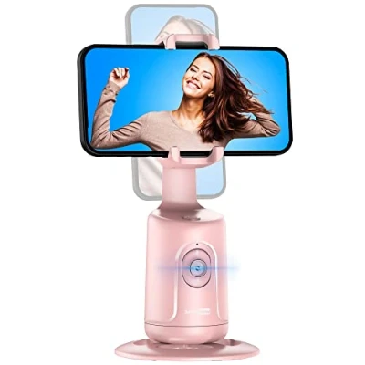 Image de Support de Téléphone Intelligent Selfie Stick, Trépied à Suivi Automatique du Visage, Bâton Tout en on, Rotation 360, Vlog Chat Vidéo Direct pour iPhone ou Android (Rose)