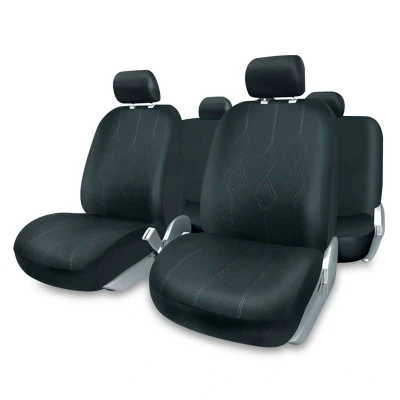 Image de +PWR Car Parts Jeu de Housses siège universelles Venezia Noir. Compatible avec Les airbags, Fermeture à glissière arrière séparée. Complet pour 5 sièges.D7:E7