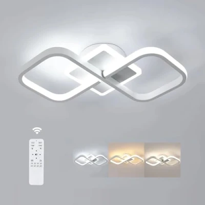 Image de Comely Plafonnier LED Dimmable Carré Moderne, 40W 40cm 3000K 6500K, Luminaire Intérieur avec télécommande, Blanc Lampe de Plafond pour Chambre à Coucher, Salon