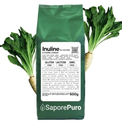 Image de SaporePuro INULINE en Poudre 500 gr LONGUE CHAINE Fibre végétale prébiotique issue de racines chicorée d&#039;inuline haute performance pour le remplacement des graisses