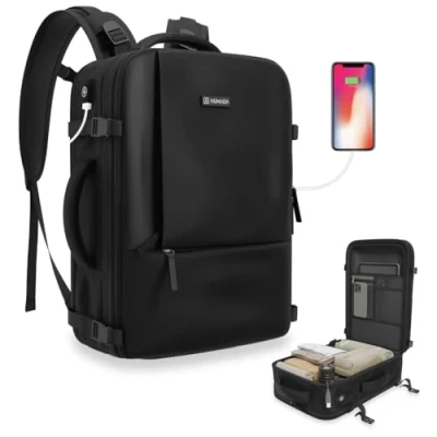 Image de NUMADA Sac 40x20x25 Ryanair et Easyjet (20L) avec Compartiment à Chaussures Poche pour Ordinateur 15&quot;. Dos Travail Résistant Aux Éclaboussures, Grande capacité Plusieurs Poches Noir
