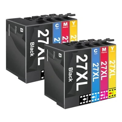 Image de 27XL Cartouches d&#039;encre Remplacer pour Epson 27 XL Compatible avec Workforce WF 7210DTW 7710DWF 7720DTWF 3620DWF 3640DTWF 7110DTW 7610DWF 7620DTWF 7715DWF (8 Pack)