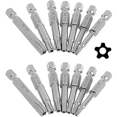 Image de Bestgle 2 Set 7pcs Hex Tige Torx Étoile 5 Points de Tournevis à Embouts T10 T40 Sécurité Magnétique Inviolable Tête Bits 50mm