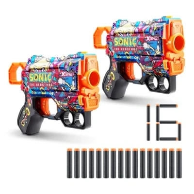 Image de Le Pistolet Menace XSHOT Skins Sonic Robotnik Décoration Hérisson (2 et 16 Fléchettes) par ZURU