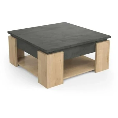 Image de Demeyere Table Basse Austin 800 x 372mm Fabriqué en France Garantie 2 Ans, Bois d&#039;ingénierie, Chene Hamilton/Sidewalk, L 80 P H 37,2 cm