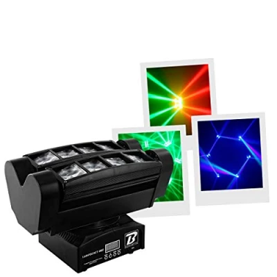 Image de BoomToneDJ LUDIPOCKET 360 Jeux de lumières Disco pour soirée Effet Beam Lampe scène Projecteur LED RGBW 12W Mini Spider Automatique, DMX, Maître/Esclave, détection musicale. Dimmer et strobe.
