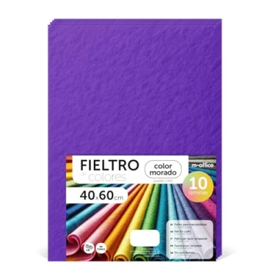 Image de m office Feutrine Loisir Créatif, de Couleurs, Douce et Flexible, Matériau pour Couture, Tissus Patchwork, Idéale Projets DIY, Artisanat ou Décoration, 40x60cm (Violet, 10 pcs)